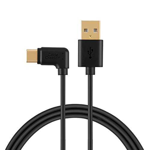 cablecreation abgewinkelt Typ C (usb-c) zu Standard USB 2.0 A Stecker Kabel, USB 3.1 usb-c für Apple das MacBook, Chromebook Pixel und mehr, 6 ft/1,8 M Schwarz [Neue Version 56 K Ohm Widerstand]
