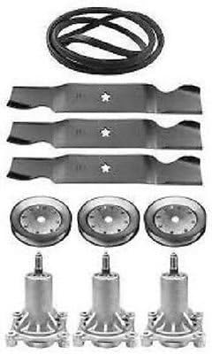 Lawnmowers Parts & Accessories Husqvarna 54" Deck Lawn mower Rebuild Kit LGT2654 Spindles Blades Pulleys 196103