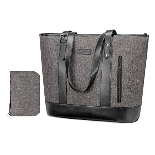 Preisvergleich Produktbild UtoteBag Laptop-Tasche, 15,6 Zoll, Schultertasche, Handtasche, Umhängetasche, Einkaufstasche, Einkaufstasche, Klassisch für Damen beige Texture d'écorce café