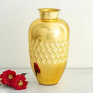 Home Centre Metal Vase (Standard, Gold)