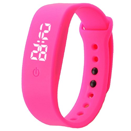 Preisvergleich Produktbild OVERDOSE Damen Herren Gummi Uhr Datum Sports Armband Digital Armbanduhr (Hot Pink)