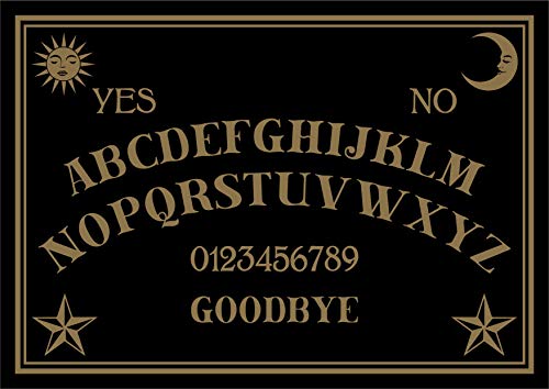 Hand Finished A4 Sized Wooden Black & Gold Classic Talking Board Set Complete with Sun, Moon & Stars Planchette, Classic Ouija Style Board Game, Sun, Moon & Stars