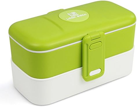 Bento Lunch Box. Single or Double Layer each with divider. Stainless Steel Fork &amp; Spoon beneath clip-on cover. Leakproof. Dishwasher/Microwave/Freezer Safe. Premium Quality