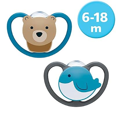 NUK Space sucette , 6-18 mois, silicone, ours et baleine, lot de 2