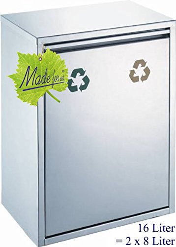 16 l Edelstahl-Abfalleimer, 2 x 8 Liter Mülltrennung, nebeneinander - 2