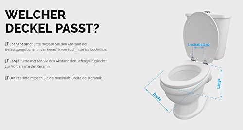 WC Sitz Toilettendeckel „Basic“, weiß, stabile Metallscharniere, Kunststoff Marke: Panorama24 Europe - 4