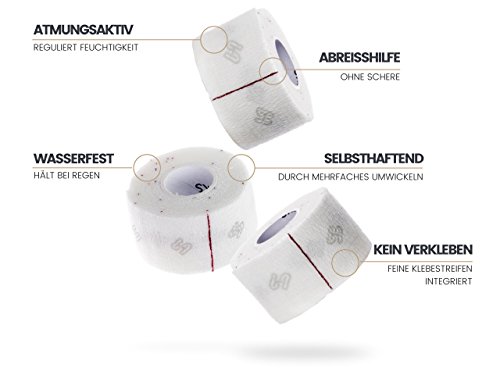 SPORTHACKS Tape – 3x elastisches, selbsthaftendes & hautfreundliches Sporttape | 3,8cm x 6m - 3