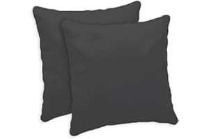 GIOVANNI DOLCINOTTI MADE IN ITALY Giovanni Dolcinotti | Set 2 Federe Cuscini Divano 40x40 - Copricuscini Decorativi - 100% Cotone - Fodere con Cerniera Nascosta - Grigio Scuro - Modello Atlanta