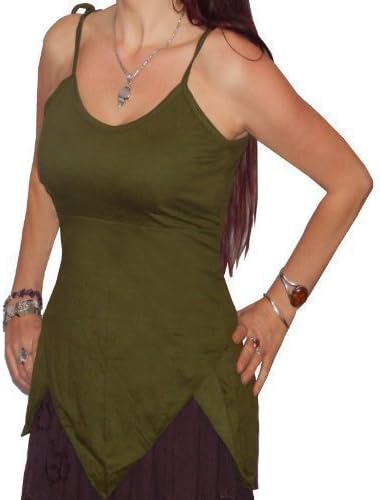 GREEN LEAF COTTON CAMI BRA TOP elf psy trance fae fairy pixie festival 8 10 12 14 S M