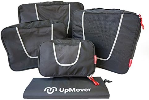 UpMover 5pc Packing Cube Travel Set and Laundry Bag (black)