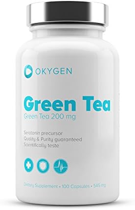 Okygen Green Tea 200mg 100 Capsules - Boosts Fat Burning with Antioxidant Properties - Supplement with 100 Servings