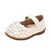 Produktbild Mädchen Sandalen,Sannysis Mädchen Weiche Sohlen Mary Jane Halbschuhe Leder Prinzessin Schuhe Baby Blume Ballerina Sandalen Anti-Rutsch Taufschuhe (24, Weiß)