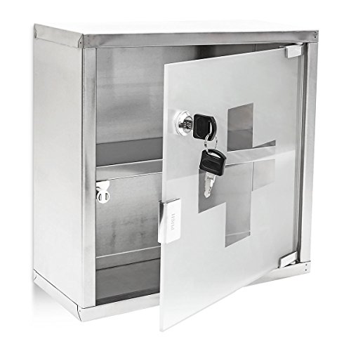 Medizinschrank Arzneischrank Hausapotheke aus Edelstahl & Glas - 3