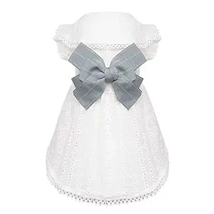 Pet Cotton Embroidered Back Bowknot Hollow Out Dresses for Cat Dog Daily Clothing (L(9.9lb~11lb))