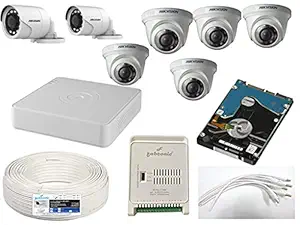 Hikvision Ultra HD 2MP Cameras Combo KIT 8CH HD DVR, 5 Dome, 2 Bullet Camera, 1 TB Hard Disk, Wire ROLL, Power Supply and All Required Connectors