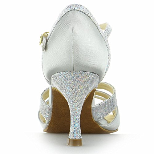 Jia Jia 20519 Damen Sandalen Ausgestelltes Heel Super-Satin Latein Tanzschuhe - 4