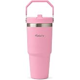 SS119 900 ml &Ccedil;elik Termos Bardak Pipetli Kulplu Taşınabilir Su Matarası Pembe