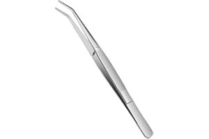 AIVEKE Professionelles Edelstahl Pinzette - Silber Gebogene Pinzette Rutschfest Abgewinkelte Pinzetten 15.7cm Mehrzweckpinzette Lange Pinzetten für Handwerksreparatur Nähmaschinen Schmuck