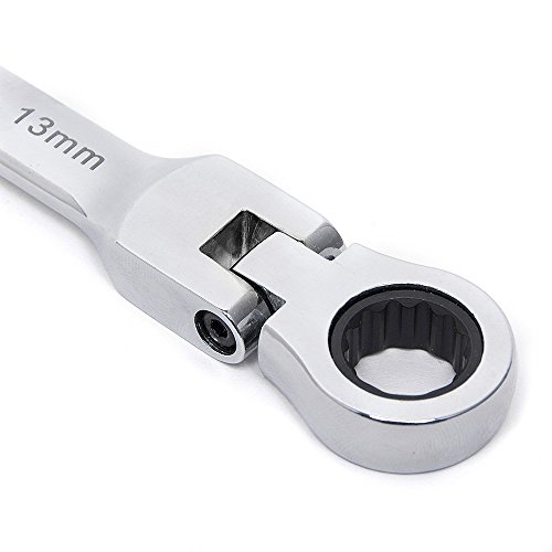 Fortag 6 tlg Ratschenringschlüsselsatz Gelenk Ringratsche Maulschlüssel Ring-Maulschlüssel Maulringschlüssel-Satz Gabel-Schlüssel Gelenkratschengabelschlüssel Ratschenringschlüssel-Set Ringratsche Ring Maul Ratsche Schlüssel Satz 8-13 mm. - 3