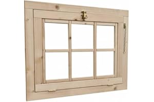 HOME IDEA ITALIA Home Idea Finestra in legno per casetta mis 81 x 61 cm con apertura a Vasistas, con Plexiglass