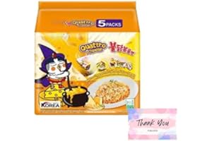 PARAHON Quattro Cheese Hot Chicken Spicy Ramen korean food - Instant Noodles (Pack of 5) - Fiery Spicy Cheese Flavour - Authentic Korean Street Food - Halal Certified - Quick & Easy Meal