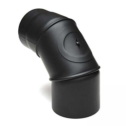 raik SH031-180-sw Rauchrohrbogen / Ofenrohr 180mm - 0° - 90° mit Reinigungsöffnung schwarz