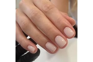 MouYouGlow Press on Nails krótkie, Squoval jednokolorowe, beżowe, naturalne, sztuczne paznokcie z klejem do paznokci, kwadratowe, owalne, jednolite, kolor skóry, naturalne sztuczne paznokcie..