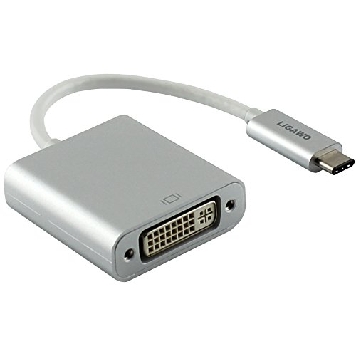 Ligawo 6518953 USB 3.1 Typ C Stecker zu DVI Buchse Adapter | Win 10 / Mac OS ab 10.2 / Linux / Google Chrome OS | - silber