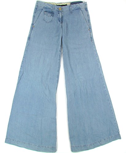 MISS SIXTY "Superbritt Marlene" womens flared pants retro with rhinestone (sky blue)