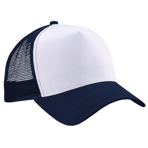 Beechfield - Gorra/Visera hombre/chico Media tejido de abeja transpirable, Azul Marino/Blanco, French Navy/ White