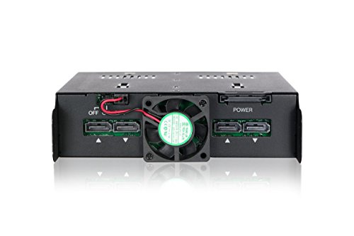 Wechselrahmen für 4x 2,5 Zoll (6,4cm) SATA SSD/HDD in 1x 5,25 Zoll (13,3cm) – Trägerlos – Icy Dock flexiDOCK MB524SP-B - 3