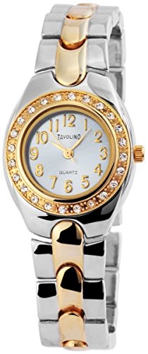 Tavolino Damen Analog Armbanduhr mit Quarzwerk 100413600168 und Metallgehuse mit Metallarmband in mehrfarbig und Clipverschluss Ziffernblattfarbe blau Bandgesamtlnge 18 cm Armbandbreite 18 mm