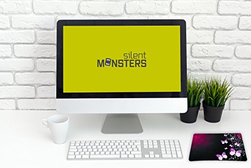 Silent Monsters Gaming und Office Mauspad 24 x 20 cm, Mousepad Design red butterfly - 2
