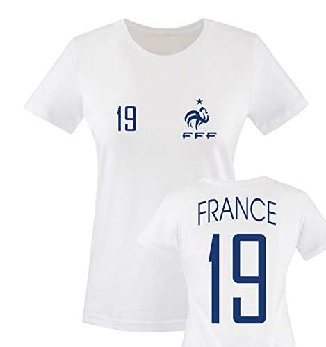 TRIKOT – FRANCE – 19 – Damen T-Shirt – Weiss / Blau Gr. S