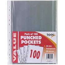 100 Clear Plastic A4 Poly Punched Pockets Strong Filing Wallet Sleeves Protector | UK