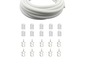 FLEX-IT FLEXIBLE CONDUIT 20mm Quality White Polypropylene Flexible Conduit Contractor Pack 10 Meters & 10 Hinged Glands - External 20.0mm - Internal 16.8mm (10 x Conduit Clips Included)
