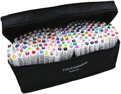 Liit 6 Graphic Marker Pen Animation Design Alcohol Based Ink Double Side Broad&Fine Point Tip+Pens Bag(168 colours)