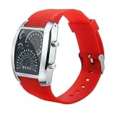 Fcostume Herrenmode LED Watch Flash Turbo Tachometer Sport Auto Dial Meter Watch (Rot A)