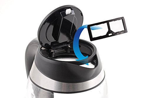 Concept hausgerate rk4060 Glas Wasserkocher, Herausnehmbarer Anti-Kalk-Filter, 1,8 L mit Temperatureinstellung, 2200 W, edelstahl / glas - 13