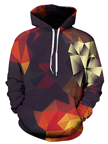 Spreadhoodie Unisex 3D Kapuzenpullover für Herren und Damen, langärmelig, mit Kordelzug und großen Taschen, S-XXXL Gr. S-M, A-5orange Geometrie