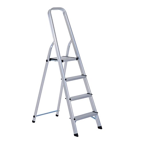 Homcom® Stehleiter Aluleiter Klapptritt Trittleiter Haushaltsleiter Leiter Stufenleiter 4 – 5 Stufen (4 Stufen)