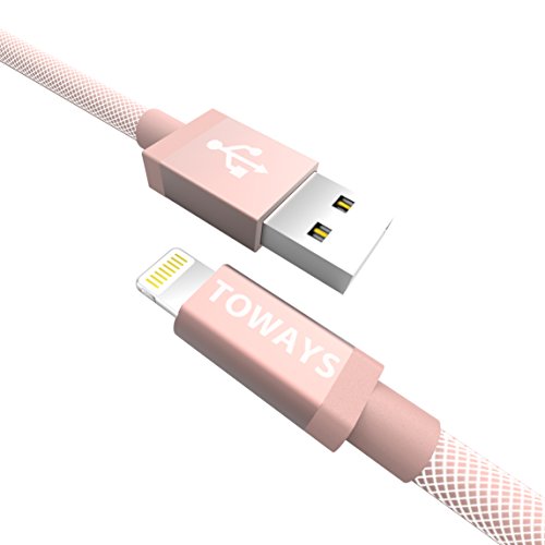 Toways Lightning Kabel 2.1m iPhone Nylon USB Ladekabel Datenkabel für iPhone 7 / 7 Plus / 5 / iPhone 6 / iPhone SE / 6 / 6 Plus / 6s / 6s Plus / 5 / 5c / 5s, iPad Pro Air Air 2 mini2 mini3 4th Gen, iPod Nano 7th Gen, DJI Mavic Pro Drone - Rose Gold [Apple MFi zertifiziert]