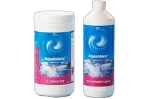 Happy Hot Tubs Aquablanc 1l Combination Liquid and 1kg O2 Tablets Hot Tub Chlorine FREE Non