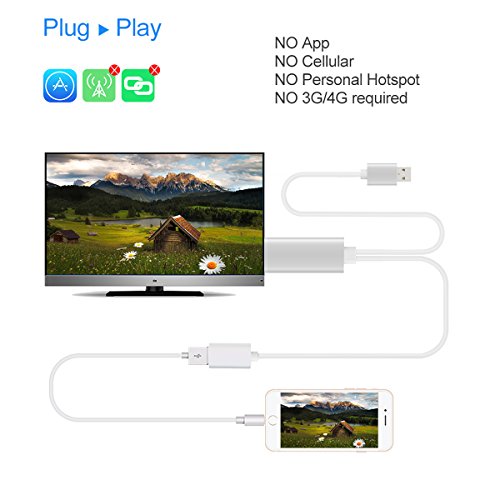 HDMI Adapterkabel, HOUSON AV HDMI TV HDTV Kabel Adapter HD Mirroring Kabel USB Ladekabel Anschluss HDMI Streaming Dongle Audio Video Converter High Definition 1080p Plug & Play kompatibel NUR mit iPhone 5s,SE 5 5c, 6 6 Plus,6s 6s Plus,7 7 Plus; iPad,iPad mini,mini 2,mini 3,mini 4,Air,Air 2,iPad Pro;iPod Touch 5th 6th Generation - 5