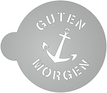 Kitchen stencils, guten morgen & anchor; for coffee, hot chocolate, milk foam, cooking, baking, decorating; 2 mm clear acrylic; very durable and long lasting, Acrylic, transparent, K