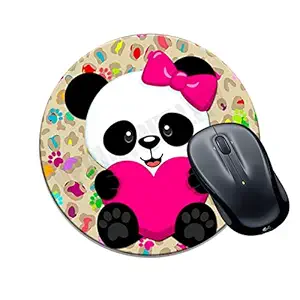 VPRINT QUALITY Round Gaming Mousepad Circle Cute Girl Panda Printed Multicolour Size 8x8 inches