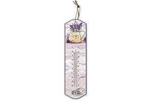 POWERLANTZ Garden Thermometers Wooden & Metal Decorative gauges – Indoor and Outdoor Analogue Thermometer with Different Anchor and Lavender Designs – Wall Hanging Thermometers for Room and Garden Temperature