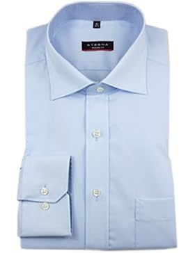 ETERNA Herren Langarm Hemd Modern Fit Uni Popeline blau Brusttasche mit Patch 1101.15.X157