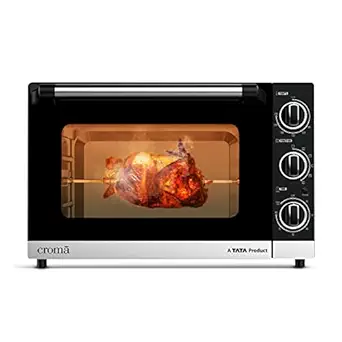 Croma Oven Toaster Grill 46L OTG with Convection mode, Temperature Control, 90 mins timer, Motorized Rotisserie, 5 Heating Modes (2000W, CRAO0067, Black)