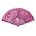 Produktbild REALIKE Damen Handfächer Elegant Blume Transparent Chinesischer Stoff Fächer Bambusgriff Wandfächer Hochzeit Party Tanzen Fasching Blüten Japanischer Faltfächer Dekoration Geschenk Tanzabend